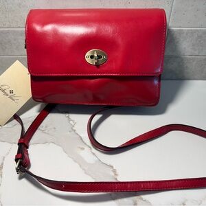 Patricia Nash Livana Rosewood (Red) Leather Crossbody Bag